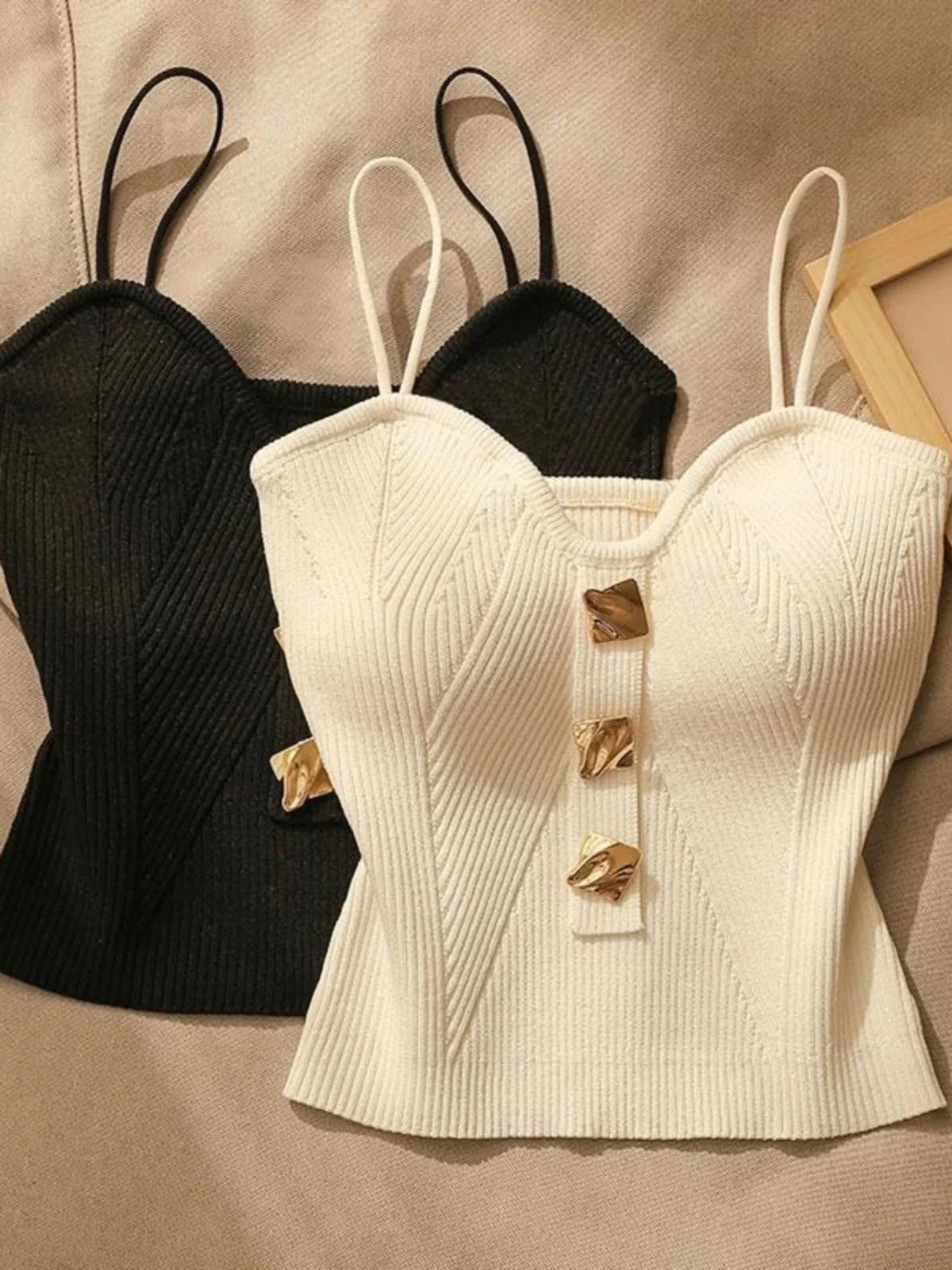 2024 Summer New High-End Knitted Tube Top Strap Vest Women's Inner Wear Outerwear Svel Beautiful Ba ort irt