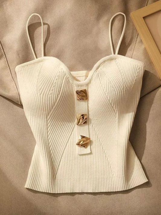 2024 Summer New High-End Knitted Tube Top Strap Vest Women's Inner Wear Outerwear Svel Beautiful Ba ort irt